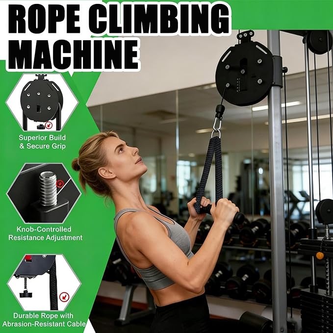 Endless Rope Trainer with Adjustable Resistance Suspension Pulley System for Home Gym Interval Strength Training