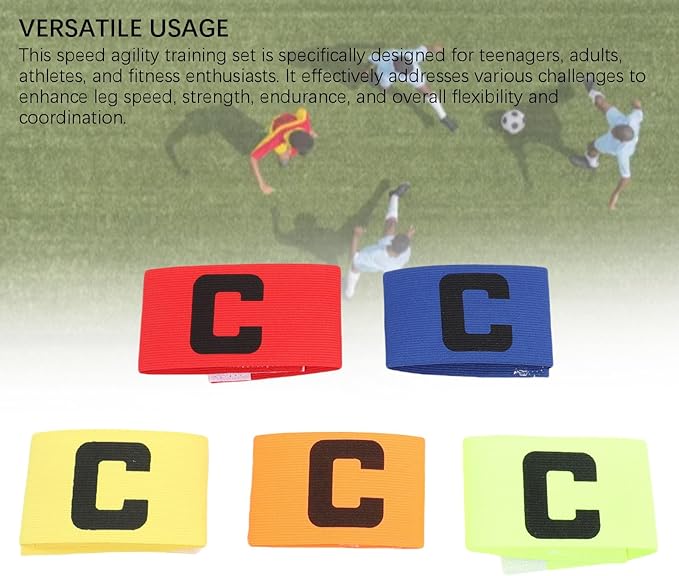 Agilitys Ladder Speed Training Set, Football Soccer Training Equipment with Soccer Cones Running Umbrella Ground Stakes for Teens Adults Athletes