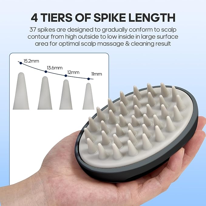 3 in 1 Hair Growth Scalp Massager,Replaceable Shampoo Brush for Relaxing,Deep Cleansing Exfoliator & Soothes itching - Wet/Dry Use for All Hair Types,Grey