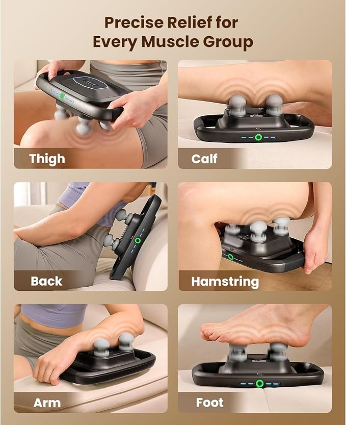 BOB AND BRAD A1 4-Head Massage Gun Deep Tissue, FSA Eligible/HSA Eligible, 4X Pain Relief Efficiency, Replaceable Massager Heads & Plate, Electric Percussion Massage Gun Tool for Back, Leg, Muscle