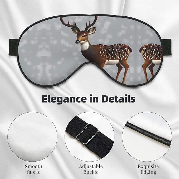 Grey Plum Deer Head-Mounted Double-Sided Light-Blocking Sleeping Eye mask to Protect Eyes and Relieve Eye Fatigue