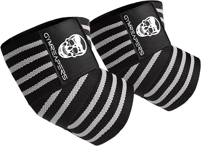 Gymreapers Weightlifting Elbow Wraps (1 Pair) - Flexible 40'' Elbow Compression Strap & Joint Support Brace - for Bench Press, Powerlifting, and Pressing