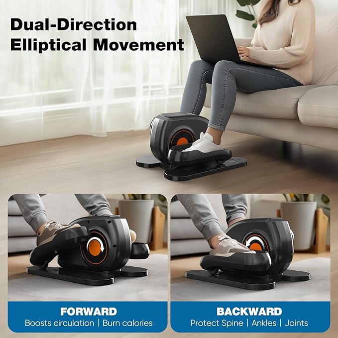 Sweetcrispy Compact Under-Desk Elliptical – Quiet Mini Pedal Exerciser with Adjustable Speed and LED Display, Portable Workout Equipment for Home or Office