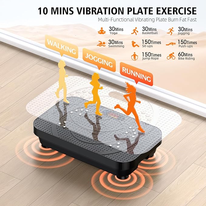 Vibration Fitness Plate Exercise Machine, Professional Automatic Mode Full-Body, Promotes Lymphatic Circulation, Burns Fat & Weight Loss, Home Fitness Equipment - 330 LBS for Women and Men