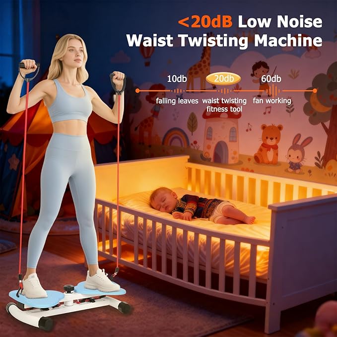 Waist Twister Machine Exercise, Ab Twister Board for Slim Waist and Core Ab Exercise, Noiseless Ab Machine with 300 lbs Weight Capacity, Home Gym Workout Equipment for Women Men