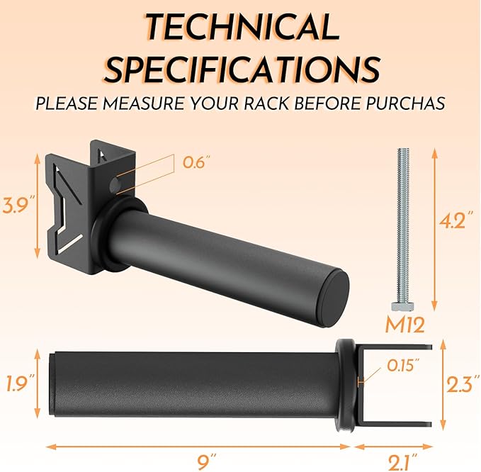 Weight Plate Holder for Power Rack – Choose 2×2 or 3×3 Uprights – Fits 5/8" to 1" Hole Diameter, Heavy-Duty Steel Plate Storage Pegs, Bolt-On Design, Pair