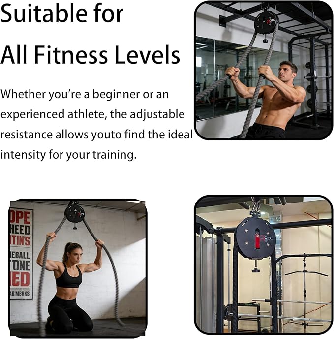 Home Gym Infinity Rope and Suspension Pulley Device, an Adjustable Resistance Full Body Workout Tool for Arms, Back, and Coordination Exercises