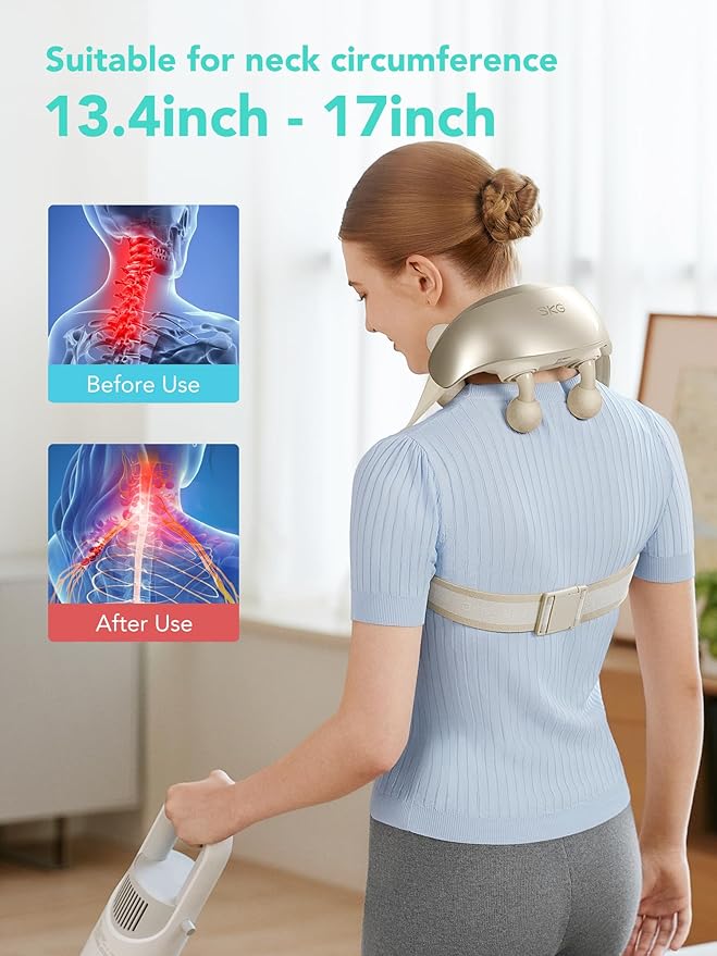 SKG FSA Eligible Cordless Neck Massager for Pain Relief Deep Tissue, Shiatsu Shoulder Massager with Heat, Massage Tools for Trapezius, Lymphatic Drainage, Relaxation Therapy, HSA Items H7 Ultra