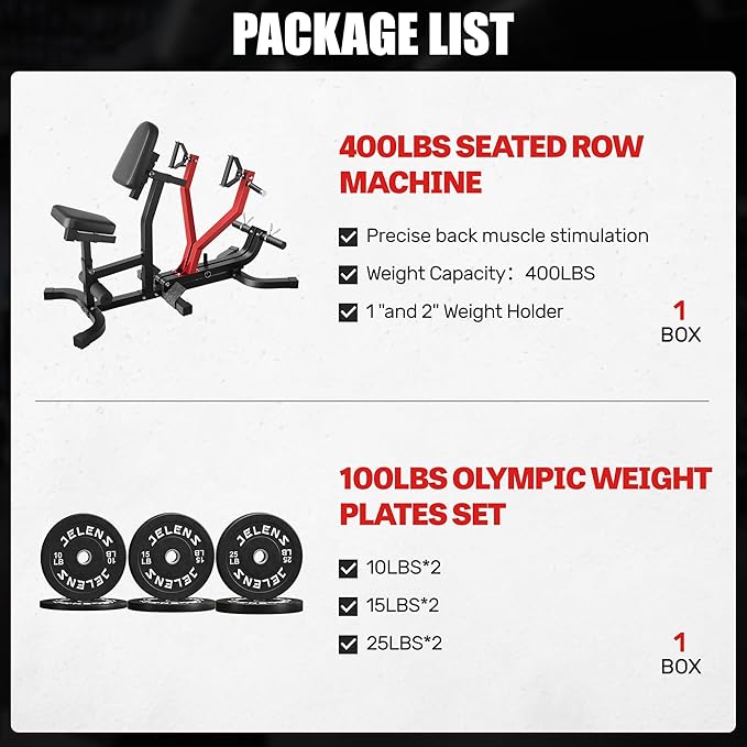 RM01 Seated Row Machine, Back Exercising Equipment Plate Loaded, Chest Supported T-bar Row Machine with Independent Arms, Back Machine Home Gym for 400LBS Capacity Gym Equipment