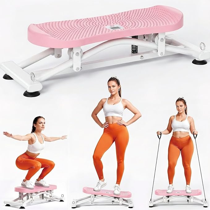 Balance Board for Adults, Rocking Stepper with Resistance Bands, Portable Wobble Board with LCD Monitor, 300 lbs Capacity Ski Trainer for Full Body Workout at Home Gym