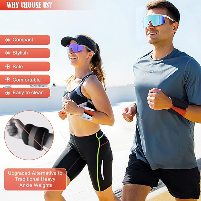 Wrist Ankle Weights for Women & Men, 2lbs/4lbs Adjustable Weighted Bangles to Boost Calorie Burn & Strength, Arm & Leg Weights for Pilates, Yoga, Walking, Barre, Gym & Home Workout