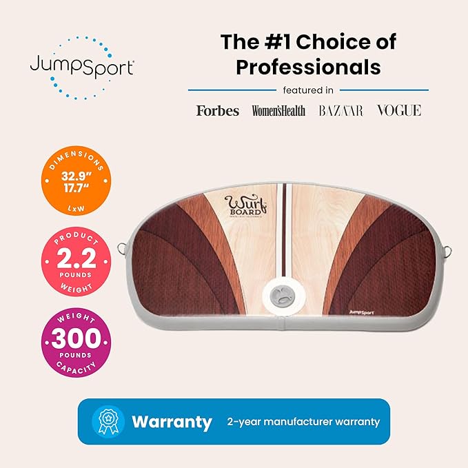 Wurf Board by JumpSport (Santa Cruz or Maui style)| Standing Desk Air-Spring Anti-Fatigue Mat | Improves Circulation, Posture, and Balance | Fully Adjustable, Inflatable Board