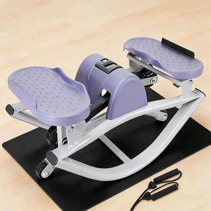 Rock Stepper Machine for Home Exercise, Compact Side to Side Lateral Stepper with Resistance Bands, No Assembly Required, Portable Mini Stepper for Apartment