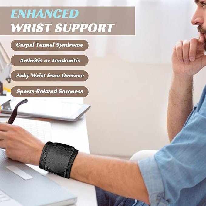 2 Pack Wrist Support Wrist Brace Adjustable Wrist Strap,Gym Wrist Protection