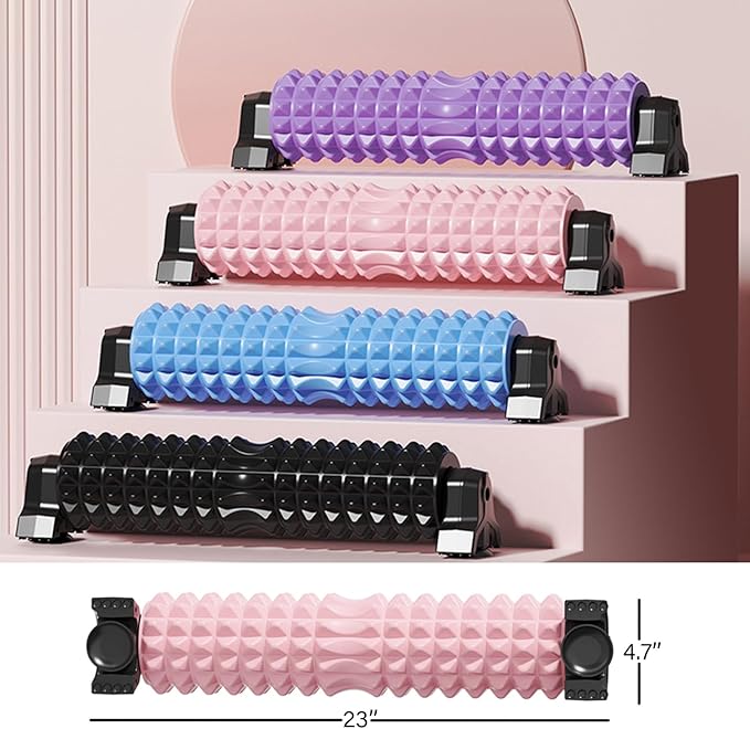 Portable Foam Roller with Suction Cup for Muscle Massage & Sawtooth Trigger Point Therapy (Purple)