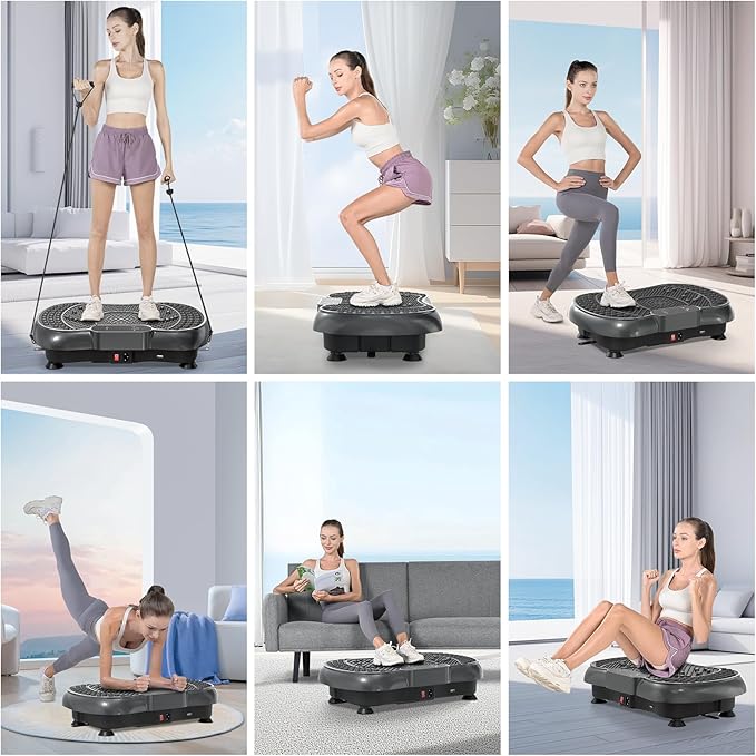 Bigzzia Vibration Plate Exercise Machine for Weight Loss – 100-Speed Platform with Remote & Resistance Bands, 450 lbs Capacity – Quiet Full Body Workout for Lymphatic Drainage at Home