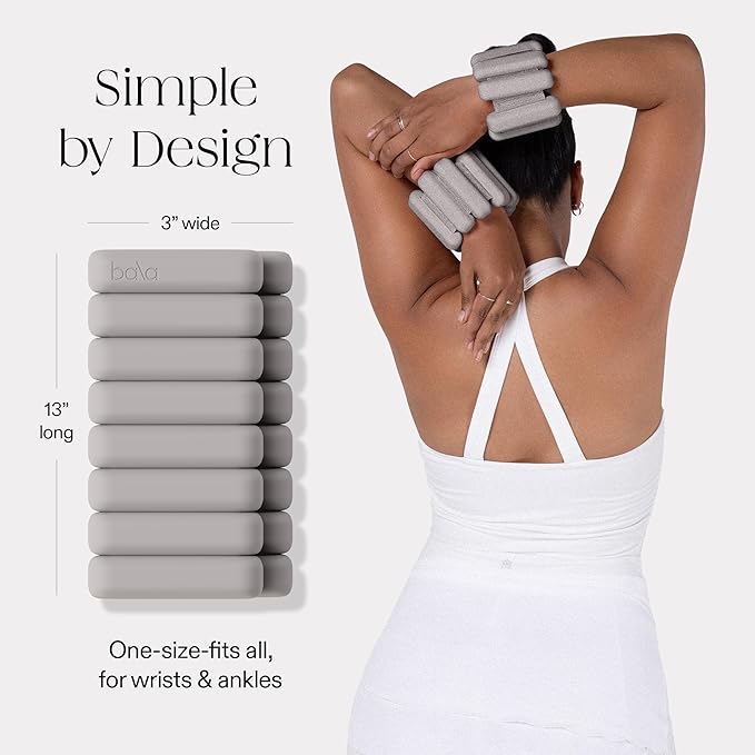 Bala Bangles Wrist & Ankle Weights for Women & Men - Adjustable Weighted Bands - Soft Silicone Arm & Leg Weights for Pilates, Yoga, Walking, Barre, Home Workout & Strength Training Exercise