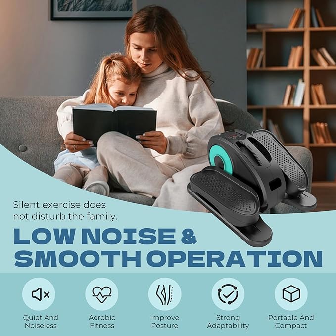 Under Desk Elliptical Machine, Portable Elliptical Ellipse Leg Exerciser for Seniors Quiet Electric Foot Pedal Exerciser for Home with Remote Control