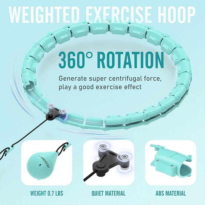 JKSHMYT Weighted Hula Circle Hoops for Adults Weight Loss, Infinity Fitness Hoop Plus Size 47 Inch, 24 Detachable Links, Exercise Hoop Suitable for Women and Beginners
