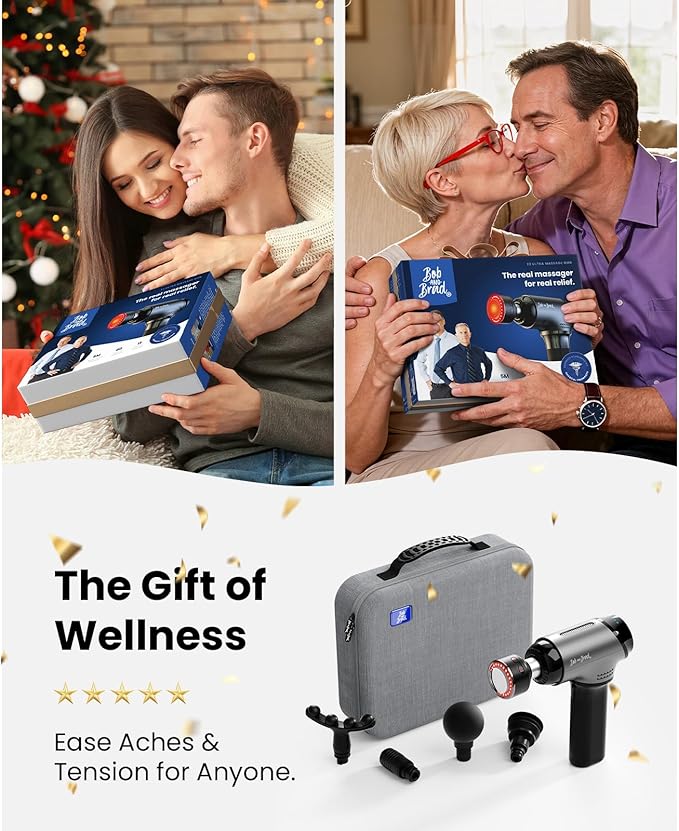 BOB AND BRAD T2 Ultra Massage Gun with Heat and Red LED Therapy, Heated Deep Tissue Massager for Athletes, FSA Professional Percussion Massager for Muscle Relief, Portable Massagers HSA Eligible