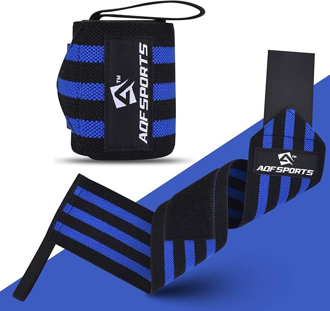 AQF Wrist Wraps for Weightlifting - USPA & IPL Approved 18" Gym Wrist Support with Thumb Loop - Heavy Duty Lifting Wrist Straps for Fitness, Workout, Powerlifting, & Bodybuilding (Pair)