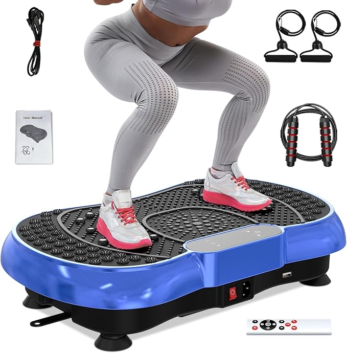 Bigzzia Vibration Plate Exercise Machine for Weight Loss – 100-Speed Platform with Remote & Resistance Bands, 450 lbs Capacity – Quiet Full Body Workout for Lymphatic Drainage at Home