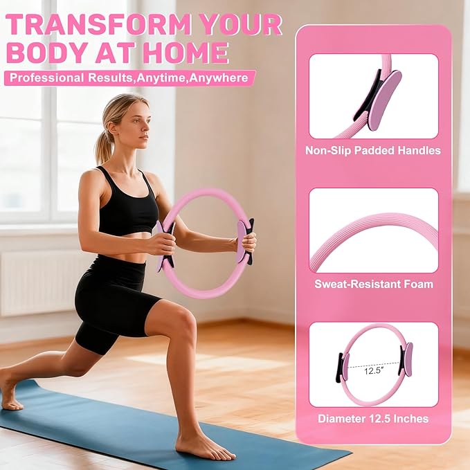 Pilates Ring Set for Women – Home Pilates Equipment Kit with 12.5" Pilates Ring,Mini Ball,5 Resistance Bands, Sliders & Grip Socks – Complete Starter Set for Toning,Strength & Flexibility