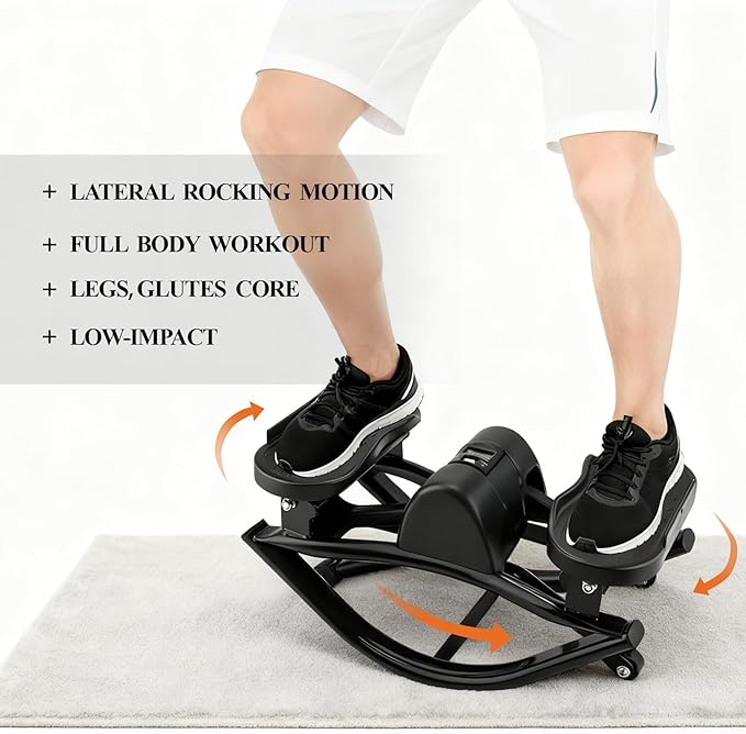 Rock Stepper, Side to Side Rocker Stepper Machine, Low-Impact Lateral Steppers for Knees and Joints, U-Shaped Rock Stepper Machine for Home Workout