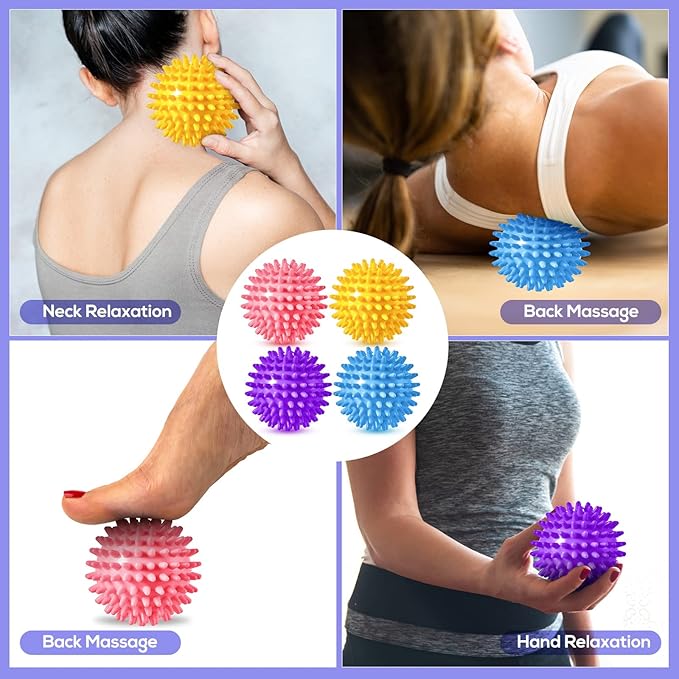 Meooeck 8pcs Hedgehog Balance Pods with Hand Pump Including 1 Balanced Pad, 3 Balance Pods, 4 Spiky Massage Balls for Body Balancing, Sensory Play for Adult Dog Exercise Stability