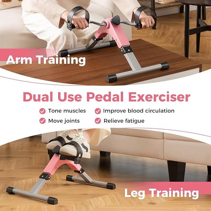 GYMAX Under Desk Bike Pedal Exerciser, Folding Mini Exercise Bike with LCD Display for Arms & Legs Workout, Portable Peddler Exerciser for Seniors Office Home Fitness