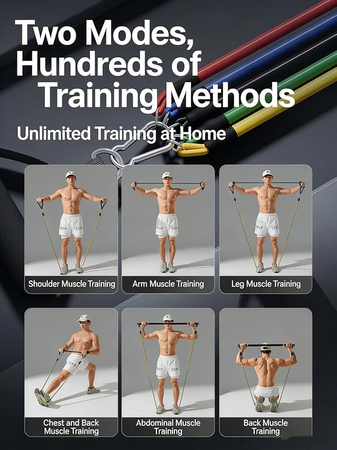 Pilates Bar Resistance Bar, Portable Steel Body Sculpting Stick for Home Yoga & Workout, Adjustable 2 or 3 Section Tension Rods for Strength Training