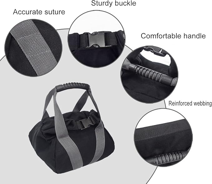 Canvas Workout Sandbag, Ergonomic Handle Adjustable Yoga Sandbag Adjustable Kettlebell Kettlebell Handle Sandbag Portable Bag for Home Training, Yoga, Fitness