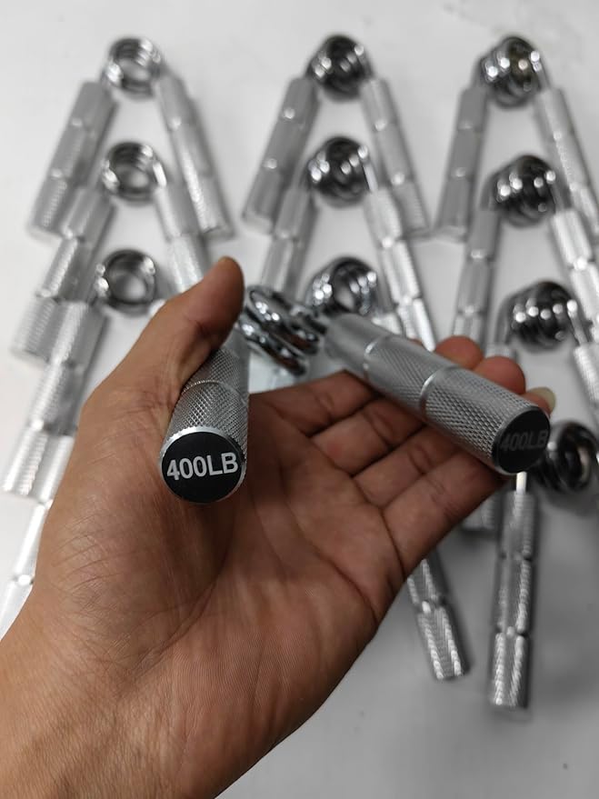 Silver Metal Hand Grip Set, 50LB-400LB No Slip Heavy-Duty Grip Strengthener Great Wrist & Forearm Hand Exerciser, Home Gym, Hand Gripper Grip Strength Trainer