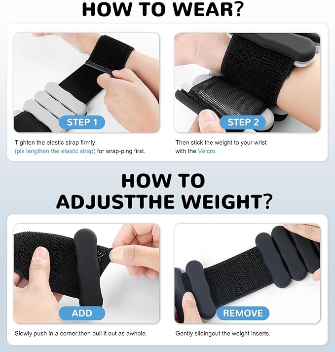 Wrist Ankle Weights for Women Men, Leg Arm Wrist Weights Bangles 1lb*2 2lb*2 Wearable Weights Pilates Weighted Bracelet for Strength Training Walking Swimming Yoga Physical Therapy