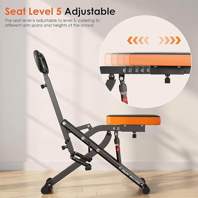 SogesHome Squat Machines Rowing Machine for Home, Foldable & Full Body Exercise Workout Equipment with Adjustable Resistance Bands for Women, Row and Ride Squat Machine for Glutes and Abs, 330 LBS