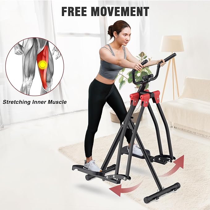 Air Walk Elliptical Glider Machine,Foldable Machine, Ellipse Leg Exerciser for Seniors, Cardio Trainer Glider for Home Exercise, Side Sway Action 360 Motion Full-Body Exerciser for Home Gym