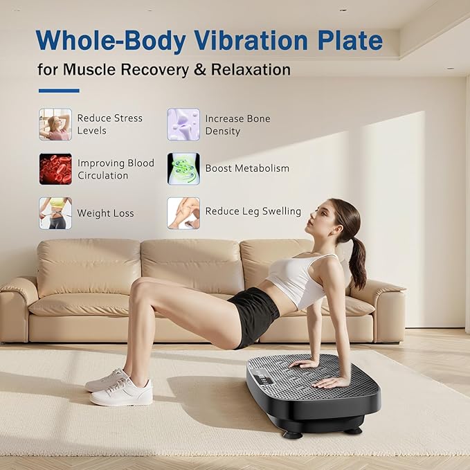 Vibration Plate Exercise Machine, Vibrating Plate for Lymphatic Drainage, Shake Plate Whole Body Waver Vibration Plate Platform, Fitness Equipment for Weight Loss Fat Burner for Women Men