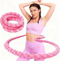 3.3 lbs Spring Soft Hula Hoop for Adults, Foldable Weighted Fitness Hoop with Video Tutorial, Soft Material Protects Lower Back, Home & Travel Workout