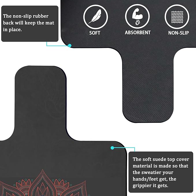 Non-Slip Pilates Reformer Mat Cover for Pilates Reformer Machine Equiment Extra Thick 1.5mm, 39 * 24inch,Mandala Flower Pantern