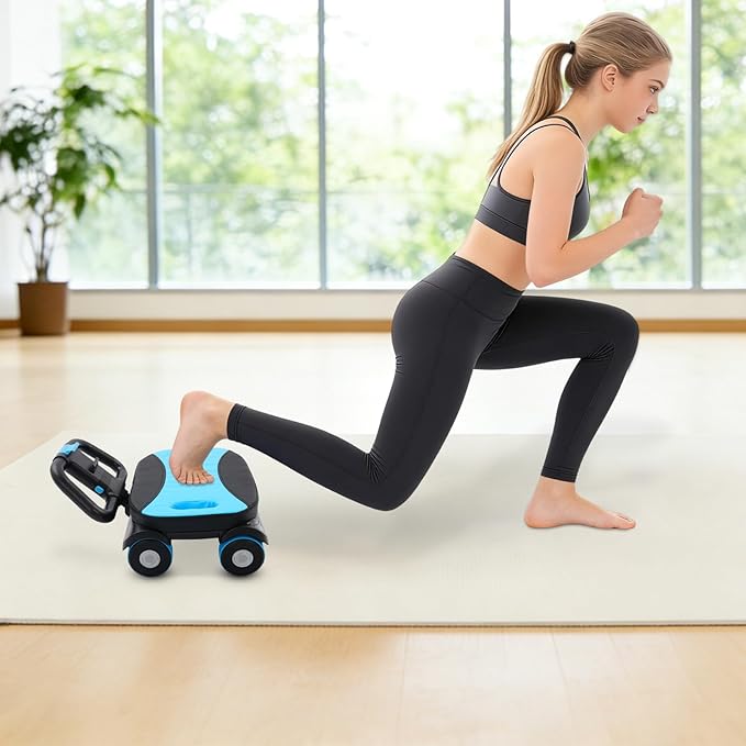 AB Roller Wheel with Elbow Support, 4-Wheel Stable Ab Roller for Core Training, Heavy Duty 330 lbs Capacity Ab Wheel with Phone Holder, Foldable Handles Home Gym Ab Workout Equipment