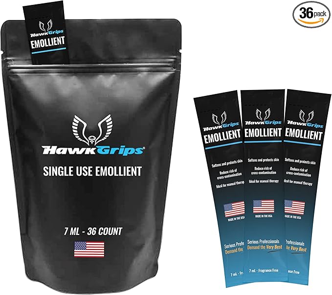 HawkGrips 7ml Massage Emollient Single Use Packet, Vanilla, Emollient for IASTM and Massage, Soft Tissue Mobilization for Massage Therapy, 36 Count