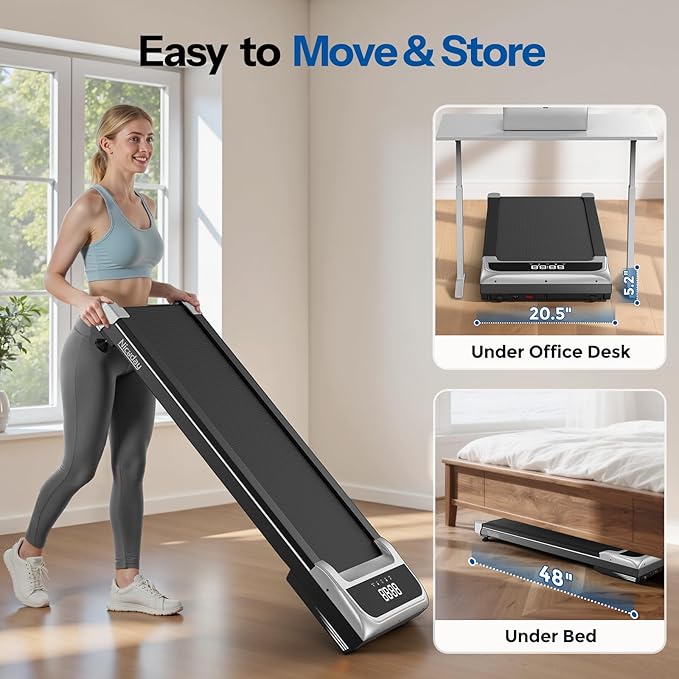 Niceday Walking Pad Treadmill with 10% Auto Incline, 400lbs Capacity, Under Desk Treadmill for Home Office, 16.5" Widened Running Belt, 3HP Super Quiet Brushless, Magnetic Remote & Preset Goals