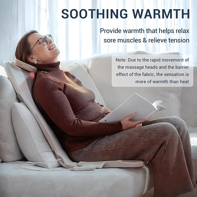 Mynt FSA Eligible HSA Approved Back Massager, Chair Massager with Soothing Heat, Flexible Massage Chair Pad with Soft S-Curve Longer Track Adjustable Pillow for Diverse Body Contours, Christmas Gift