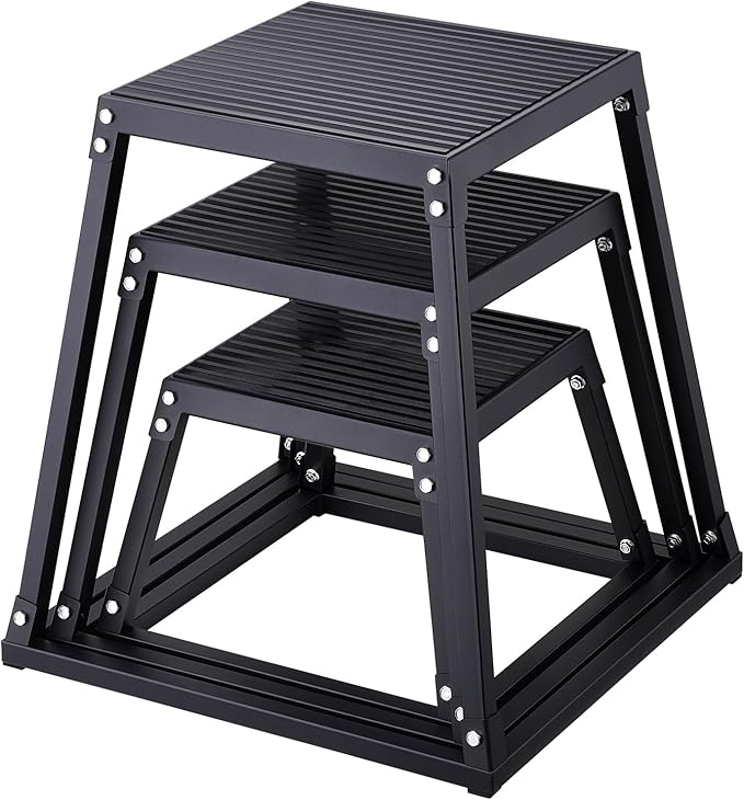 VEVOR Plyometric Platform Box, Plyometric Jump Box, Fitness Steel Plyo Box for Home Gym Jump Training, Crossfit, Conditioning, Strength Training, Black