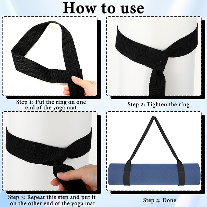 Xindojuz 2 PCS Yoga Mat Strap for Carrying [mat Not Included] Adjustable Yoga Mat Sling Band Easy-Cinch Mats Holder Stretching Strap Durable Exercise Carrier for Women Men (Black Lake Green)