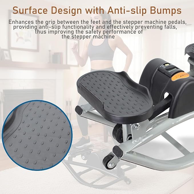 Rock Stepper Machine for Home Exercise, Compact Side to Side Lateral Stepper with Resistance Bands, No Assembly Required, Portable Mini Stepper for Apartment