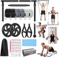 Pilates Bar Kit with Resistance Bands,Ab Roller,2 in 1 Foot Strap & Handle,Door Anchor Pilates Equipment with Resistance Bands, Portable Home Gym Yoga Fitness Bar for Women & Men