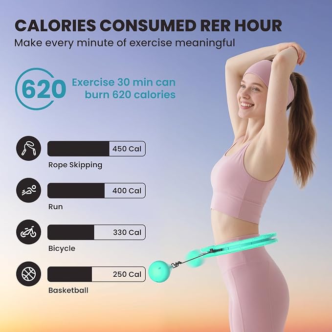 Weighted Infinity Exercise Hoop - 64in 30 Links Smart Hoop for Adult Weight Loss, Plus Size Low-Impact Fitness Hoop for Beginners & Women