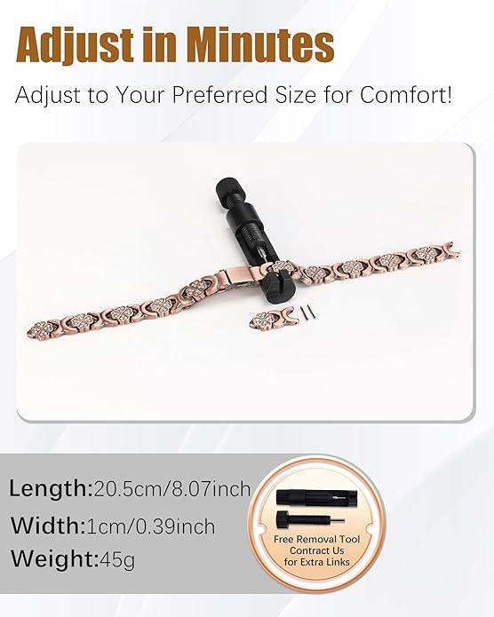 Copper Bracelet & Ring for Women, Ultra Strength Magnetic Bracelet with 3800 Gauss Magnets, Four-Leaf Clover & Infinity Heart Symbol & Crystal, Adjustable Tools and Jewelry Gift Box