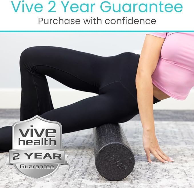 Vive High Density Foam Roller (36 inch) - Large Foam Roller for Exercise, Physical Therapy, Yoga, Pilates, Stretching - Pain Relief Massager for Trigger Point, Deep Muscle Massage, Myofascial Release